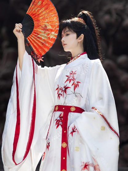 Song Dynasty Round Collar Robe - Maple Snow 枫雪 (Preorder)