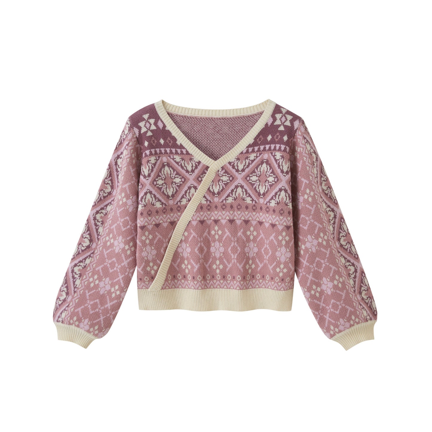 New Chinese Style Patterned Knitted Sweater - Maorongrong 毛茸茸
