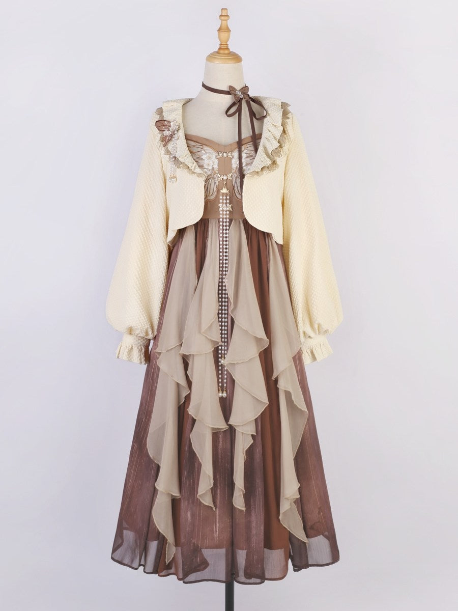 New Chinese Style Vintage Slip Dress and Cardigan for Summer - Midie 迷蝶