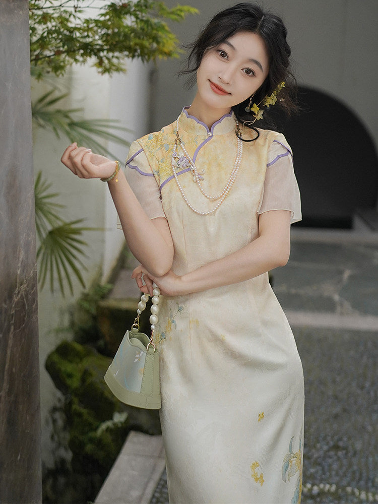 Flair Sleeve Long Cheongsam | Guilin