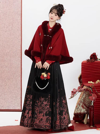 Mystical | Modern Ming Dynasty Cloak and Mamianqun Skirt Hanfu Set