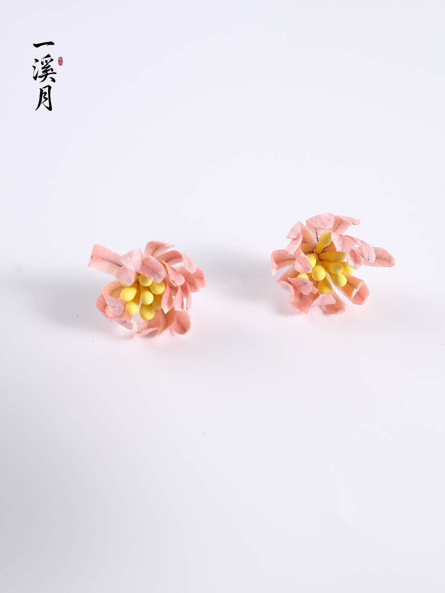 Chrysanthemum Velvet Flower Stud Earrings | Qipao Jewelry