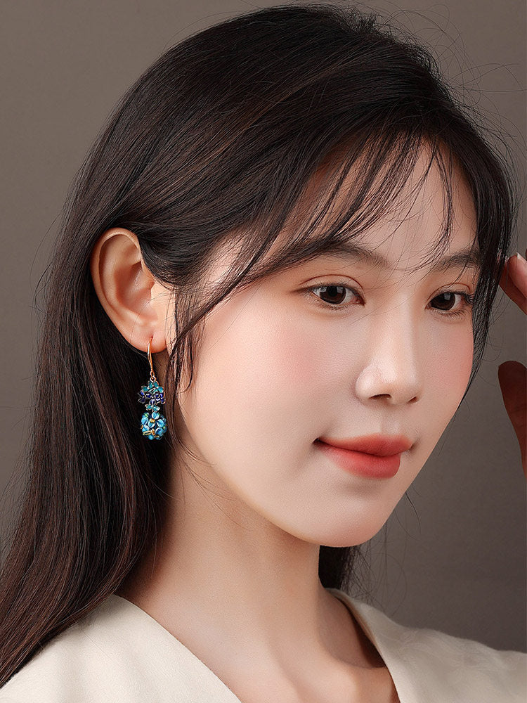 Sapphire Floral Beads Earrings | Cheongsam Jewelry
