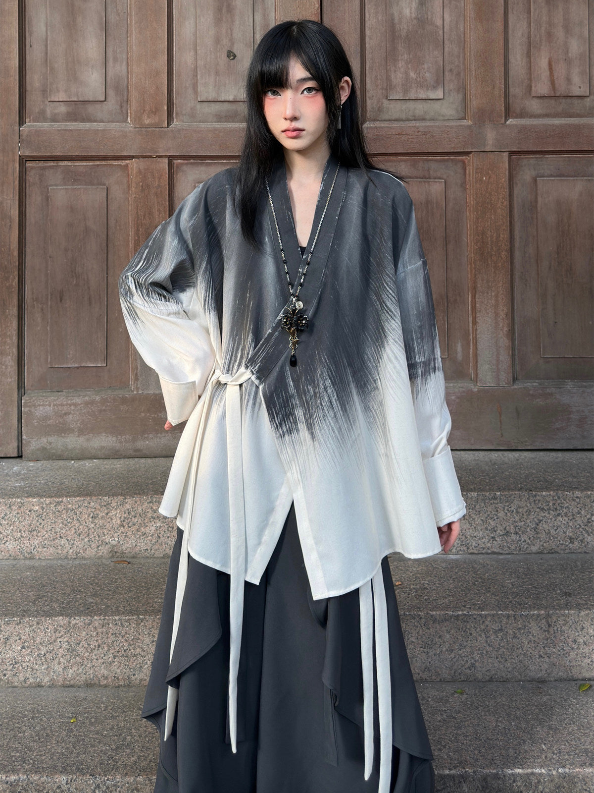 New Chinese Style Tie Dye Long Sleeve Cardigan
