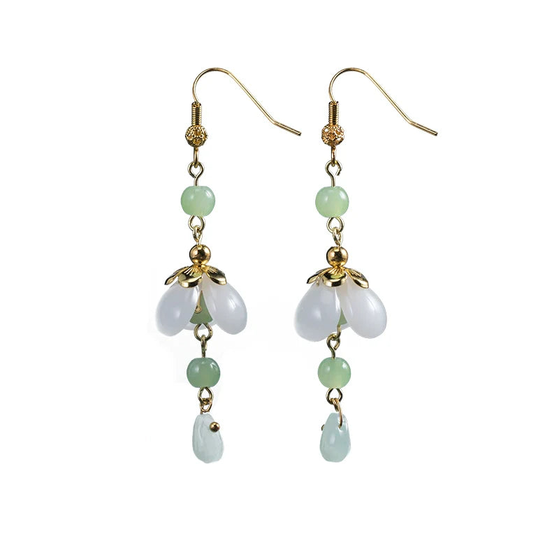 Glass Flowers Earrings | Hanfu Jewelry