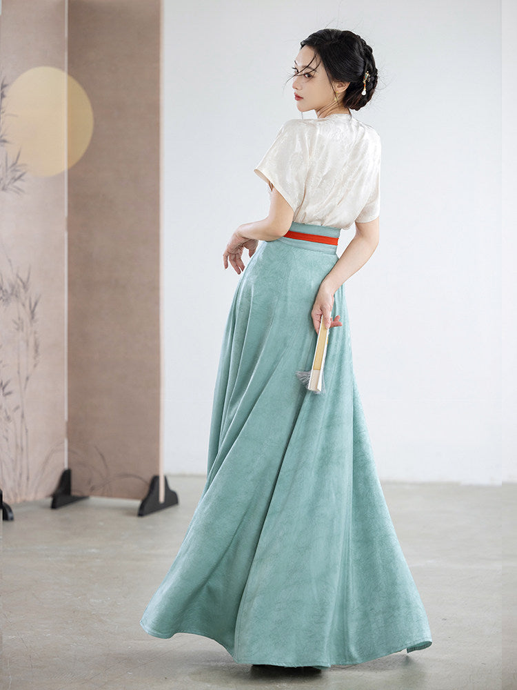 Tang Dynasty Modern Hanfu Beizi Top and Wrap Skirt - Summer Solstice 夏至 (Preorder)