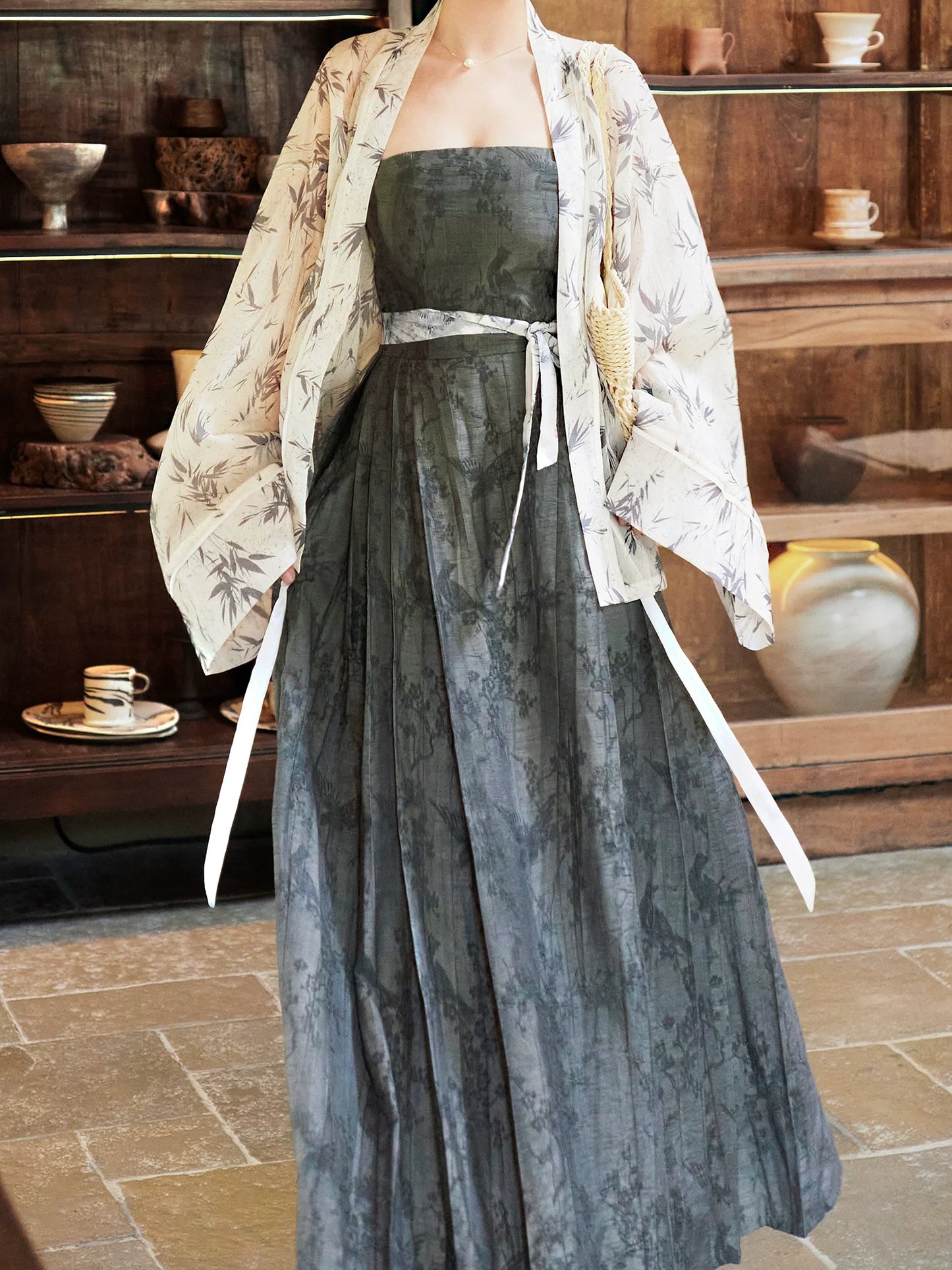 Xiaoxiang Bamboo 潇湘竹 - New Chinese Style Wei Jin Pleated Summer Dress Outfit