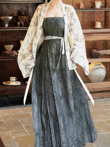 Xiaoxiang Bamboo 潇湘竹 - New Chinese Style Wei Jin Pleated Summer Dress Outfit