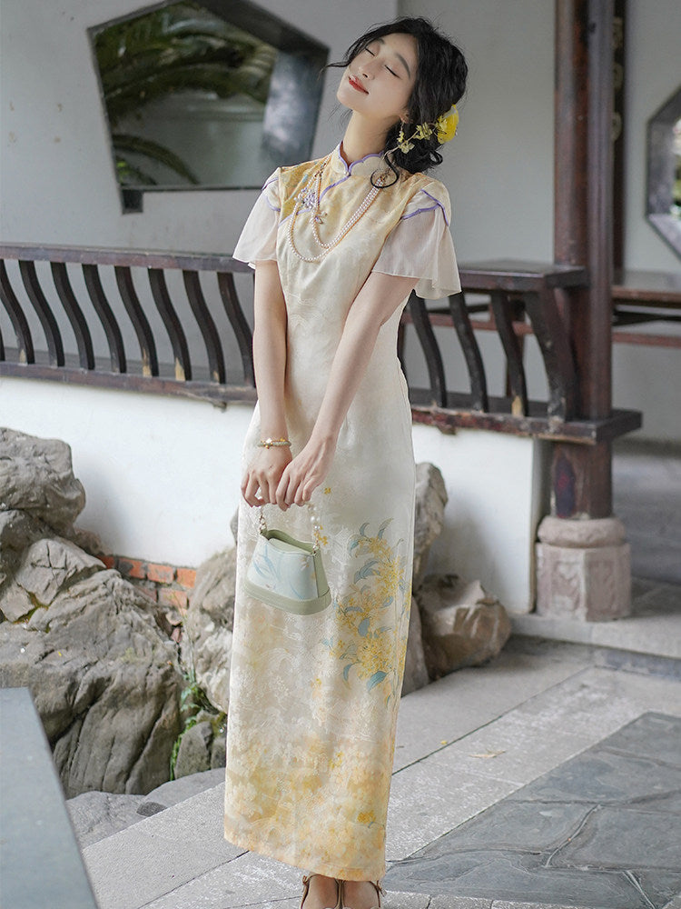 Flair Sleeve Long Cheongsam | Guilin