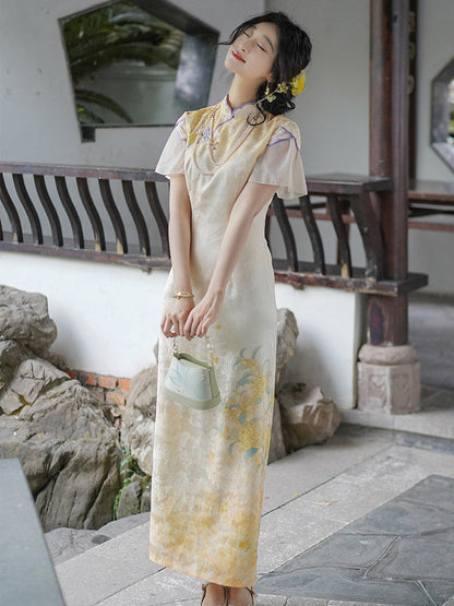 Flair Sleeve Long Cheongsam | Guilin
