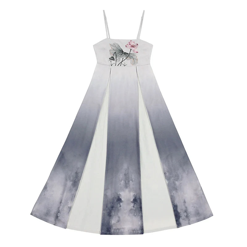 Modern Tang Dynasty Hanfu Slip Dress Set - Wuhefeng 芜荷风 (Preorder)