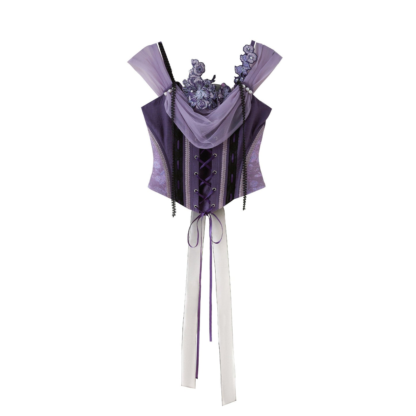 Ming Dynasty Modern Hanfu Bustier with Mamianqun - Violet Night 堇夜香颂