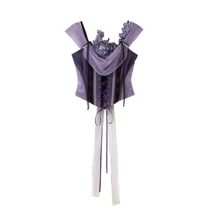 Ming Dynasty Modern Hanfu Bustier with Mamianqun - Violet Night 堇夜香颂