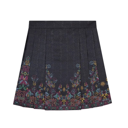 Chinese Blouse & Mini Mamian Skirt Outfit | Neon 霓虹