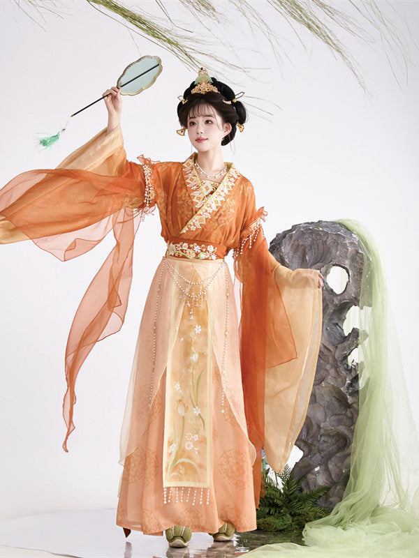 Wei Jin Dynasty Qiyao Ruqun Hanfu | Lily Blooms 郁见芳华