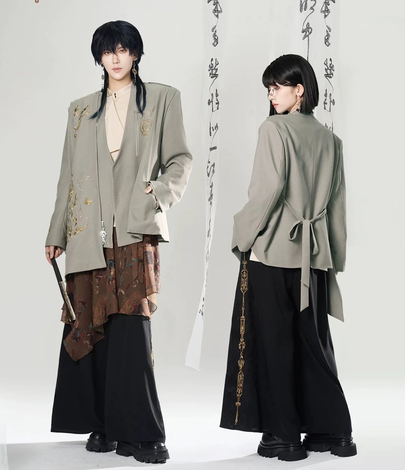 Lion Dance 舞狮 - New Chinese Style Embroidery Loose Jacket Suit (Preorder)