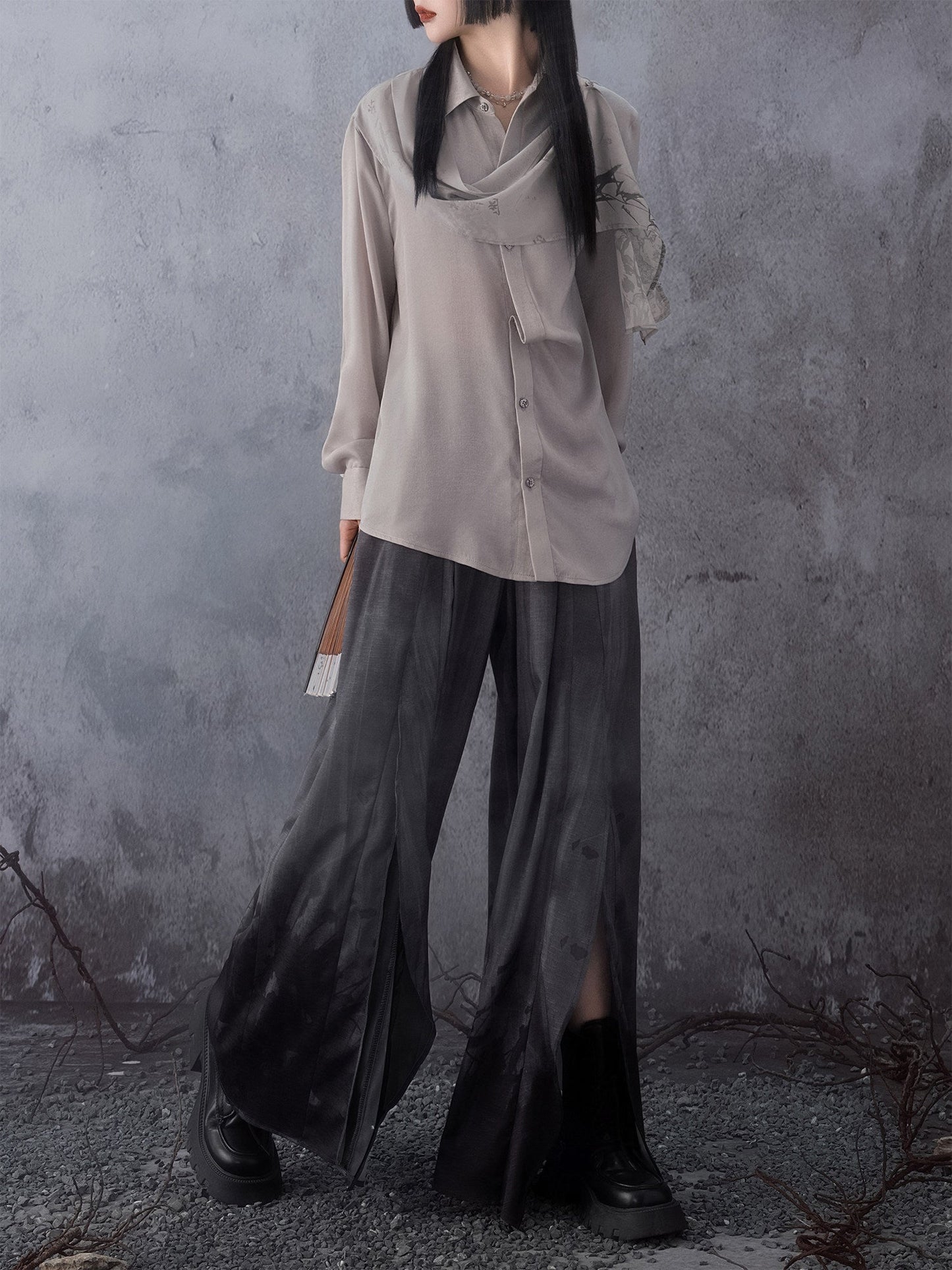New Chinese Style Drape Long Sleeve Top - Floating Bamboo Leaf 竹叶飘片 (Preorder)