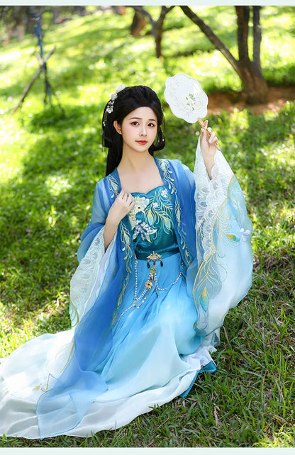 Peacock Embroidered Heziqun Tang Dynasty Dress