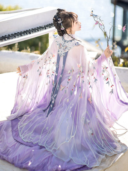 Ming Dynasty Fairy Cloak Pleated Skirt Hanfu Set | Jade Butterfly 玉蝴蝶