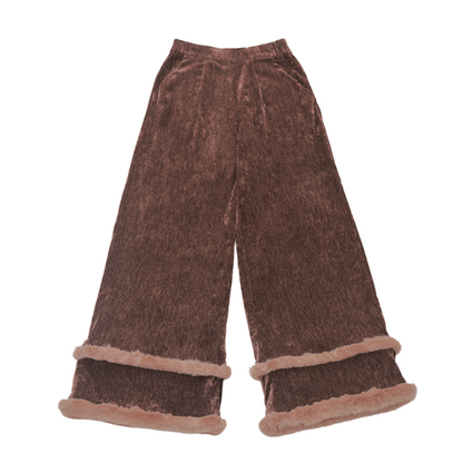 Ming Dynasty Modern Hanfu Wool Blend Plaid Jacket and Wide Leg Pants - After Class 下课后