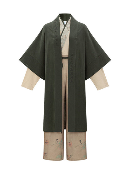 Song Dynasty Modern Hanfu Cardigan with Wide Leg Pants - Yunye 云野 (Preorder)
