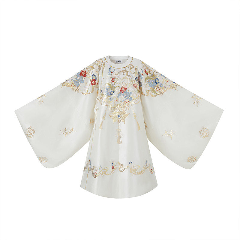 Ming Dynasty Wedding Hanfu Set with Brocade Round Collar Robe & Mamian Skirt | Gilded Grace 鎏金