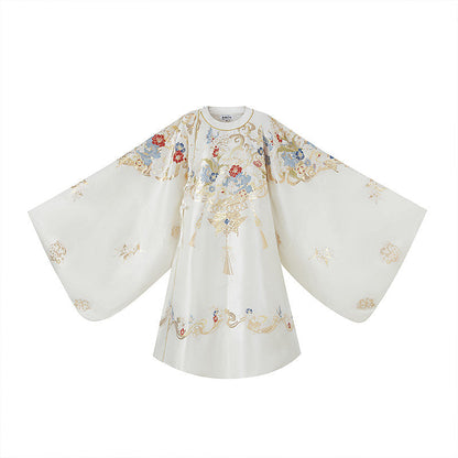 Ming Dynasty Wedding Hanfu Set with Brocade Round Collar Robe & Mamian Skirt | Gilded Grace 鎏金