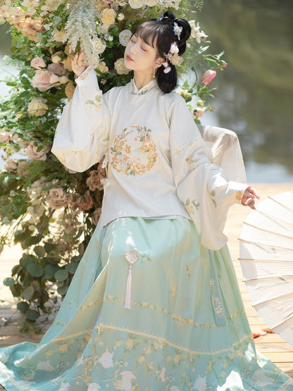 Ming Dynasty Pipa Sleeve Top & Printed Mamianqun | Rabbit 兔叽