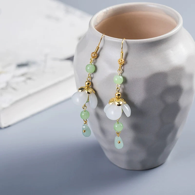 Glass Flowers Earrings | Hanfu Jewelry