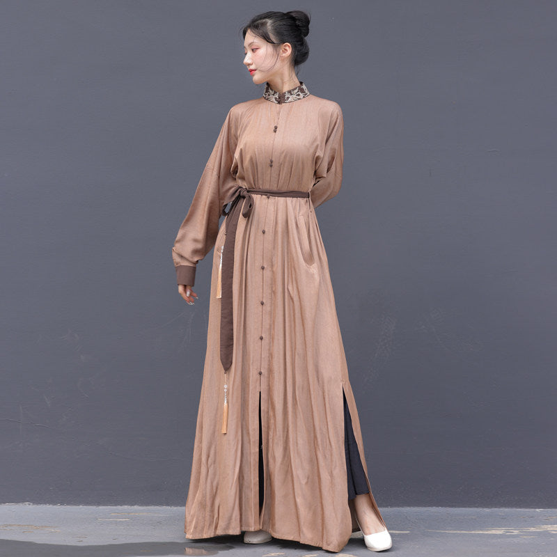 New Chinese Style Wuxia Style Collared Dress - Gongchaosheng 共潮生