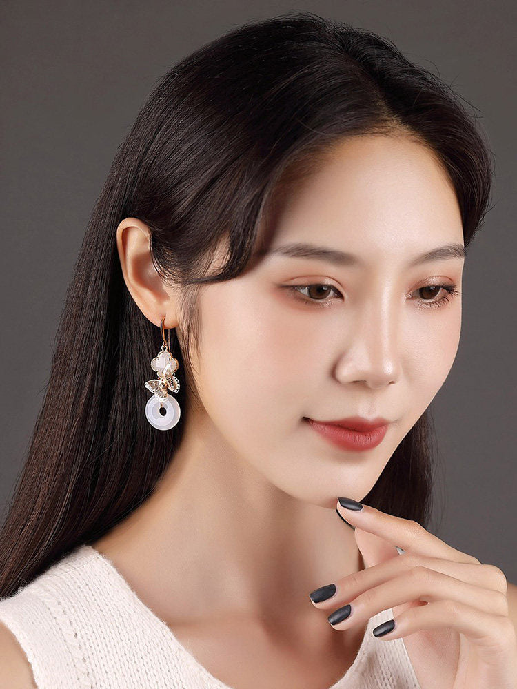 Four Leaf Clover and Golden Butterfly Earrings | Hanfu Jewelry
