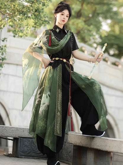 Changli 长离 - Hanfu Inspired Outfit Exotic Style Bloomers & Shirt Set