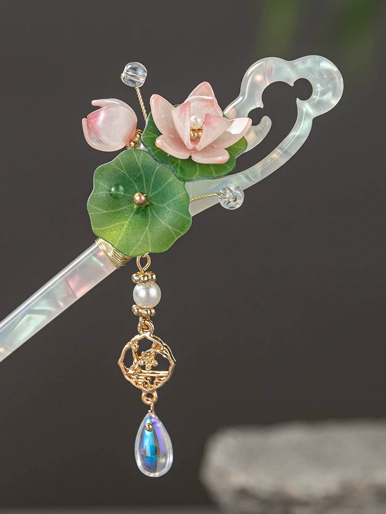 Glazed Lotus Hair Stick | Ancient Chinese Hair Accessory