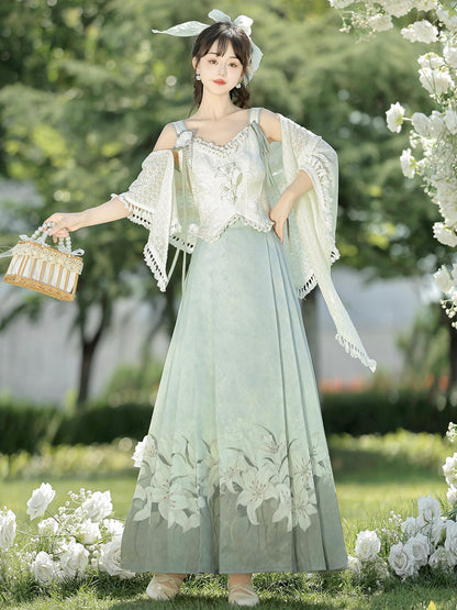 Spring Lyrics 春叙 - New Chinese Style Ming Dynasty Style Bustier and Mamianqun