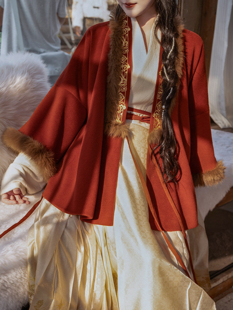 Festive Hanfu Jacket and Zipped Mamiaqun for Chinese New Year - Years 岁岁 (Preorder)