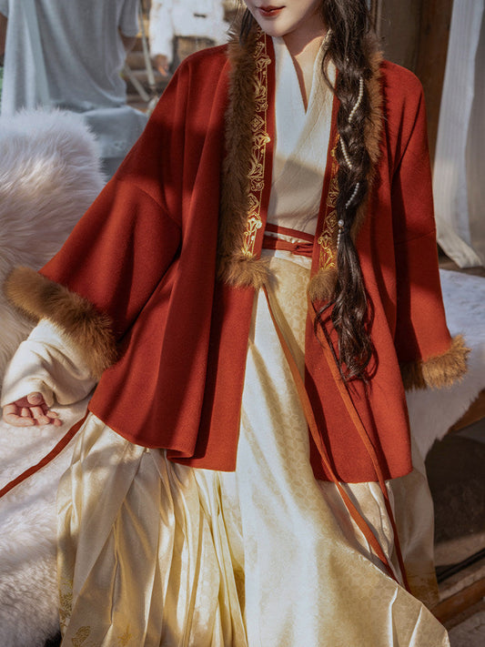 Festive Hanfu Jacket and Zipped Mamiaqun for Chinese New Year - Years 岁岁 (Preorder)