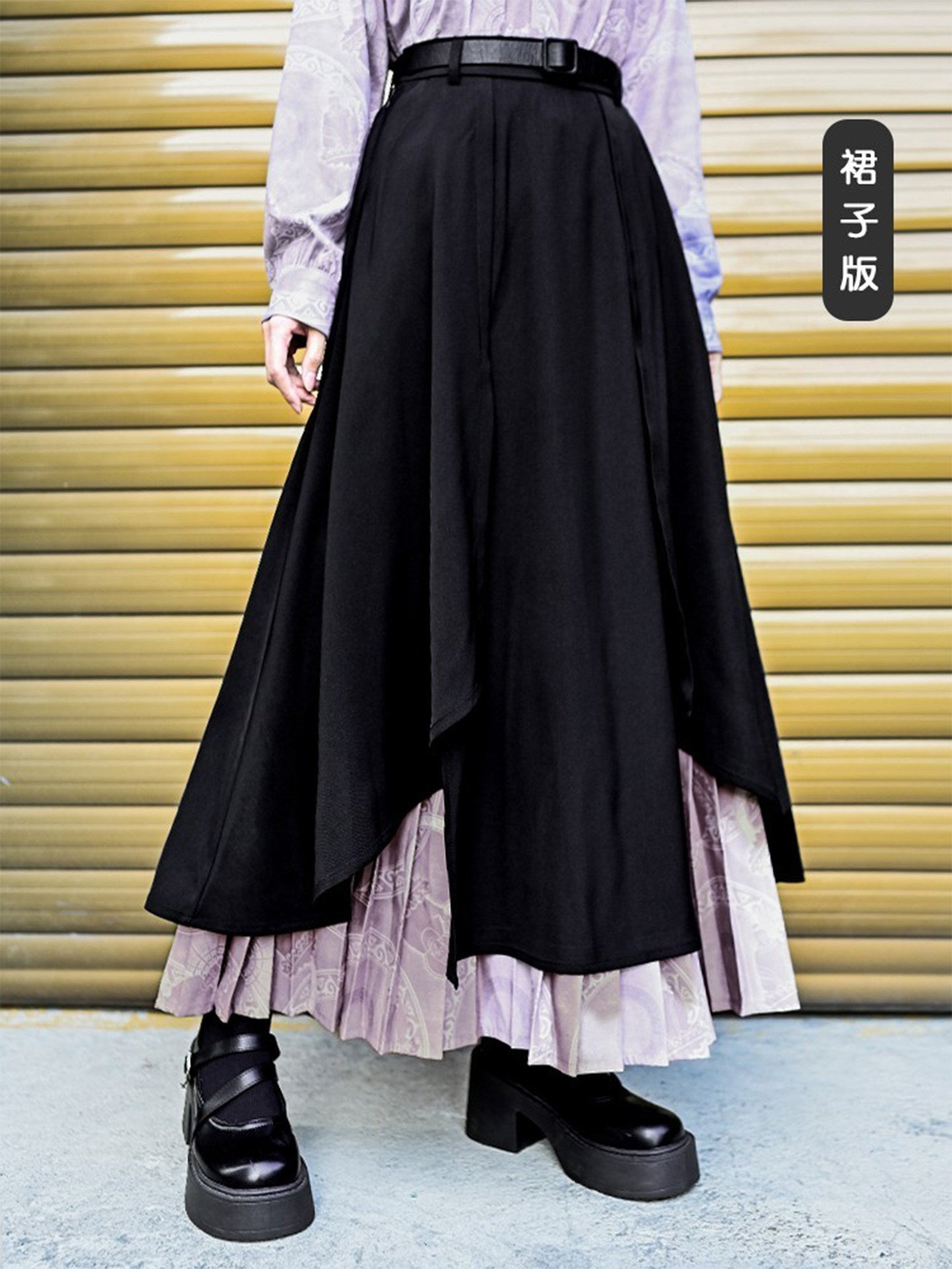 New Chinese Style Double Layered Pleated Wide Leg Culottes - Immeasurable 无量