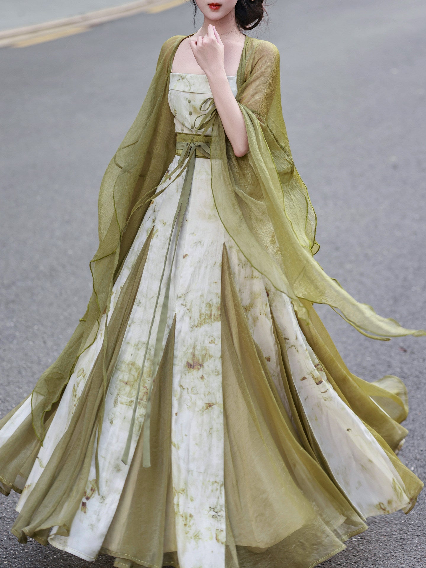 New Chinese Style Swing Dress with Fairy Cardigan - Jade Story 青玉案 (Preorder)