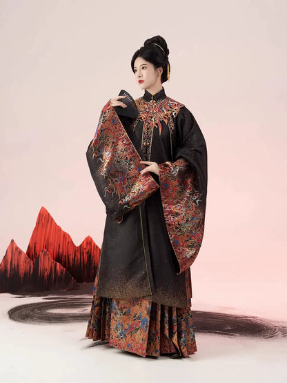 Ming Dynasty Traditional Hanfu Set & Mamian Skirt | Crimson Feathers 赤羽