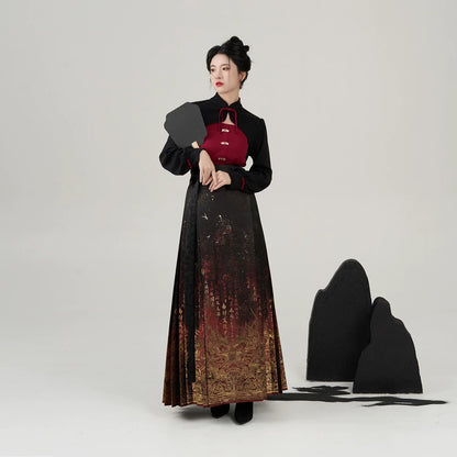 Ming Dynasty Modern Hanfu Mamianqun Outfit - Dansha 丹砂