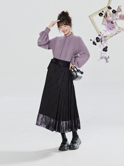 Xunmu | Modern Ming Dynasty Jacket and Mamianqun Skirt Hanfu Set