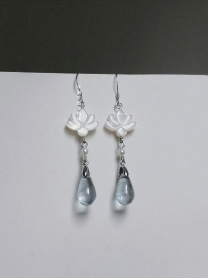 Clear Hibiscus Earrings | Hanfu Jewelry