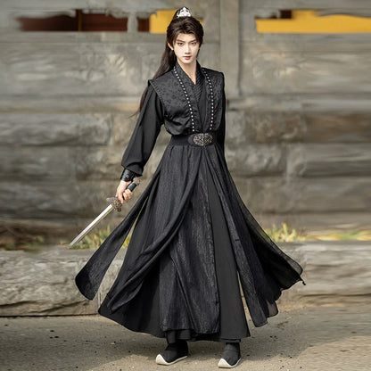 Zhan Beichen 战北尘 - Mens Wei-Jin Style Hanfu with Flowing Wide Sleeves, Ethereal Hero Look