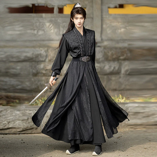 Zhan Beichen men's Wei-Jin style hanfu, front view