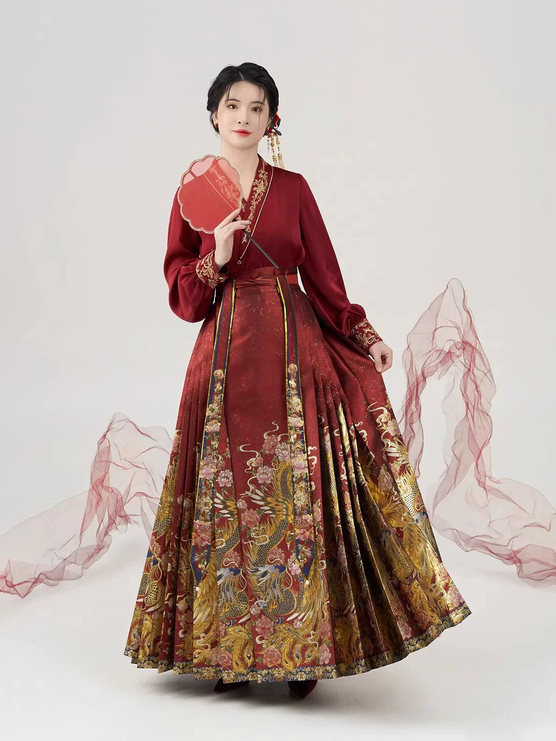 Ming Dynasty Wedding Hanfu Set & Mamian Skirt | Silk Phoenix 锦凤