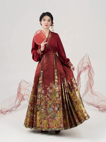 Ming Dynasty Wedding Hanfu Set & Mamian Skirt | Silk Phoenix 锦凤