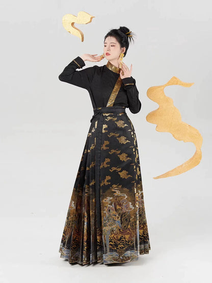 Ming Dynasty Modern Hanfu Mamianqun Outfit - Copper Furnace 铜炉