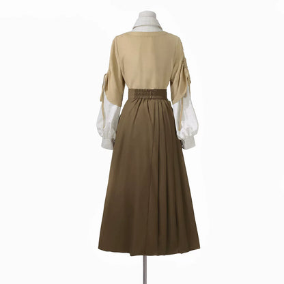 Hazelnut Milk Tea - Modern Hanfu Blouse and Skirt Outfit