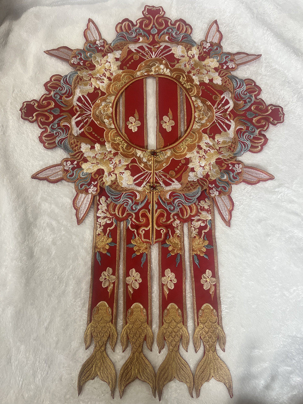 Ming Dynasty Koi Embroidered Flower Wedding Hanfu with Printed Mamianqun | Koi 锦鲤