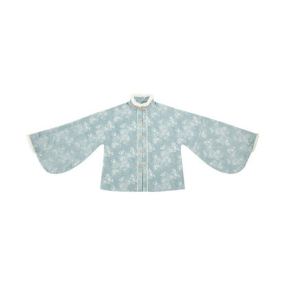 Ming Dynasty Hanfu Set with Jacket & Ocean Blue Mamian Skirt for Women | Zhaojun 昭君